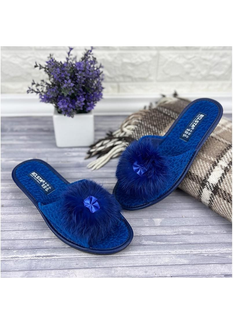 Жіночі кімнатні тапочки з пушком Е-00175-4 Сині No Brand (326598409)