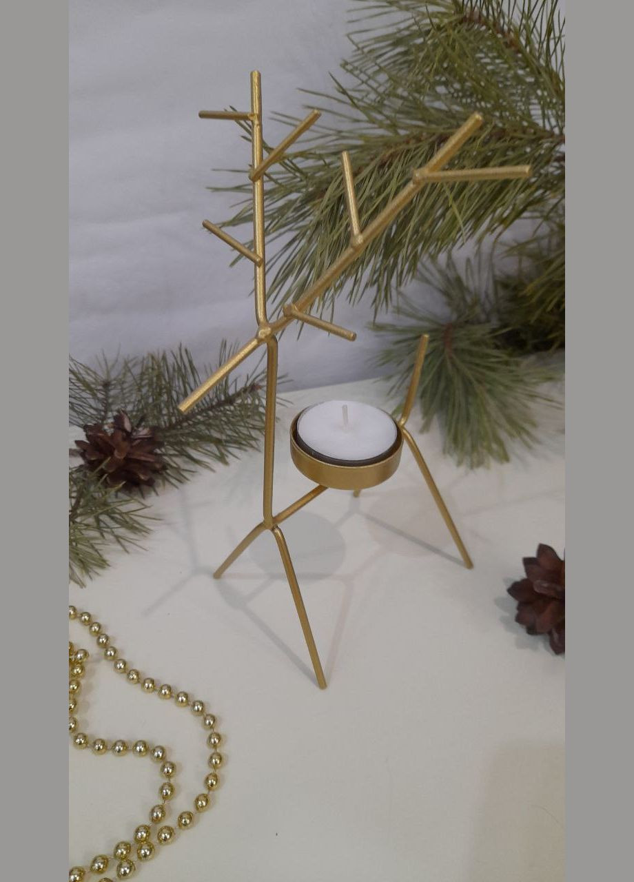 Подсвечник Олень на ножках золото 18*9*6 см (241023) Гранд Презент (305412808)