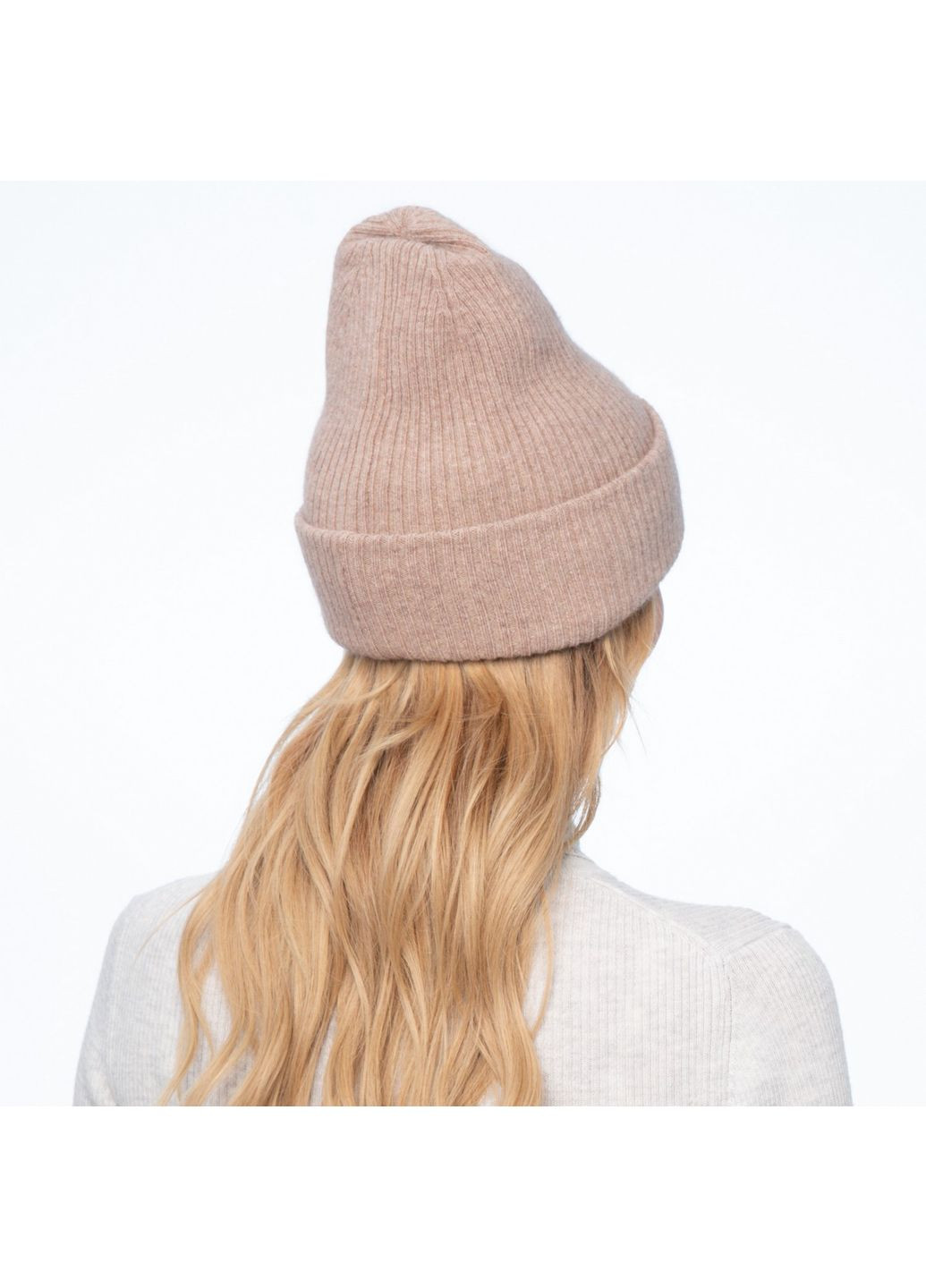 Шапка біні жіноча ангора з вовною бежева AVA LuckyLOOK 705-457 (322790676)