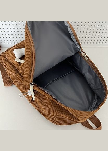 Рюкзак вельветовий з брелком коричневий No Brand (326487572)
