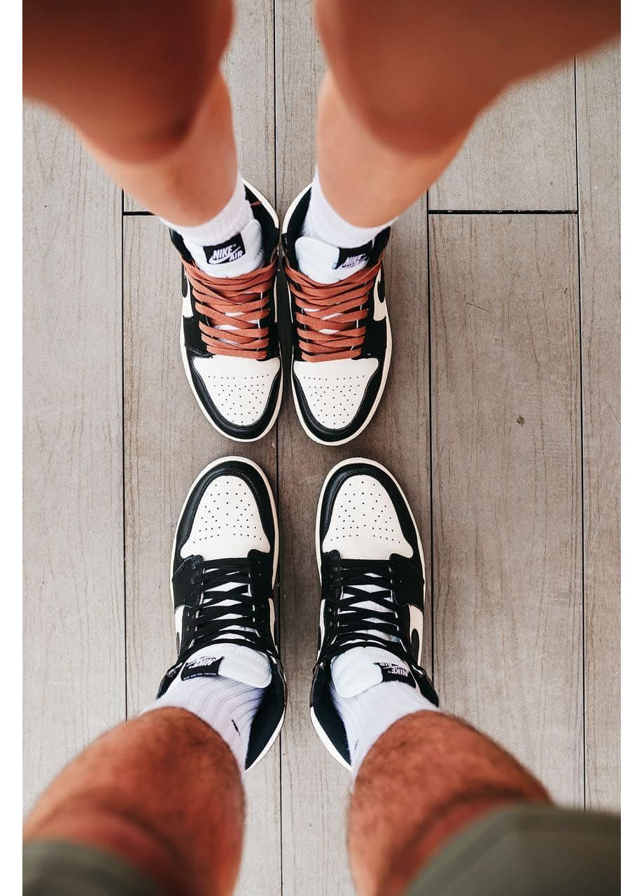 Білі Осінні кросівки чоловічі nike air jordan 1 retro two dark mocha найк аір джордан No Brand