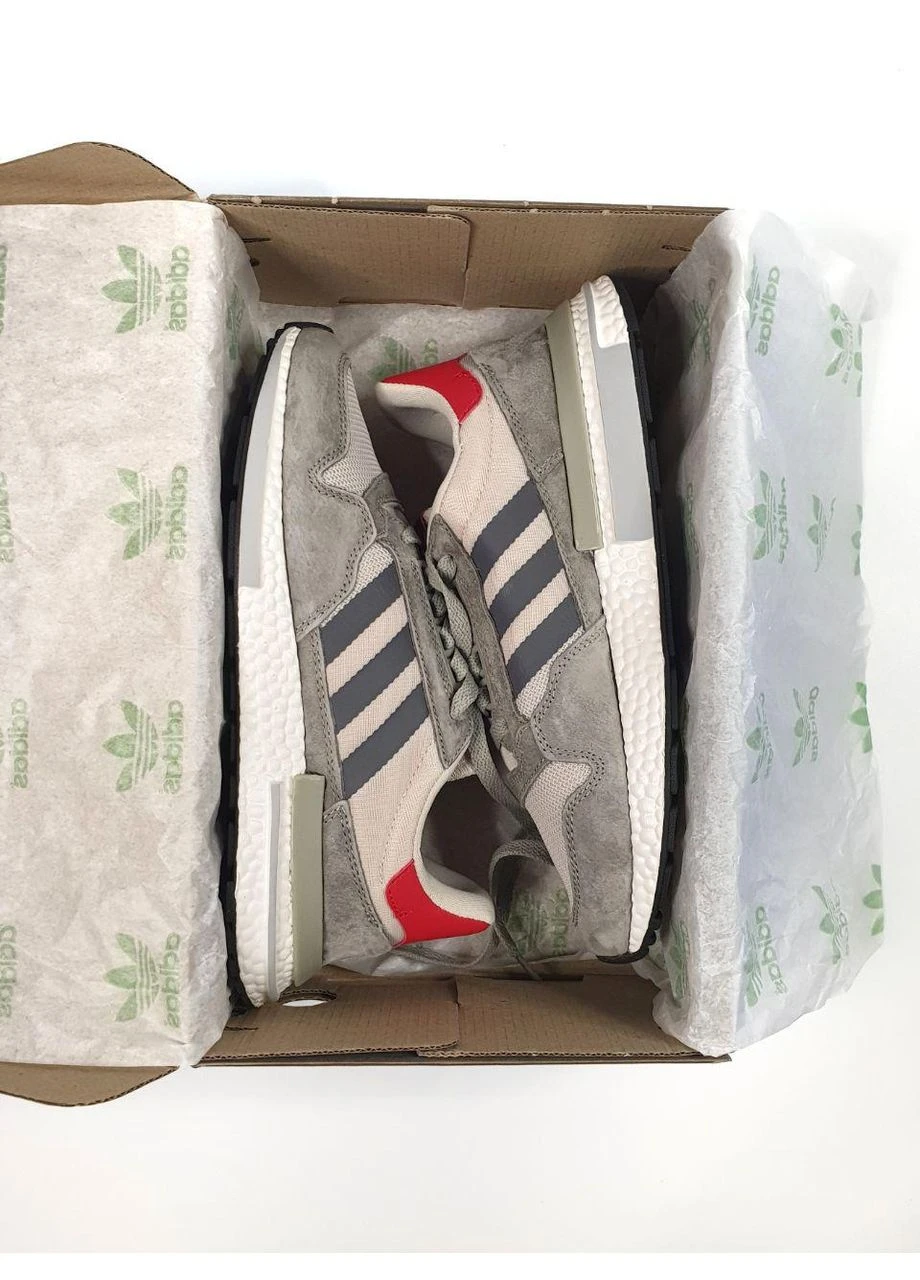 КРОСІВКИ ЖІНОЧІ ADIDAS ZX500 GREY RED АДІДАС ЗХ 500 СІРІ No Brand сірі демісезони (392003330)
