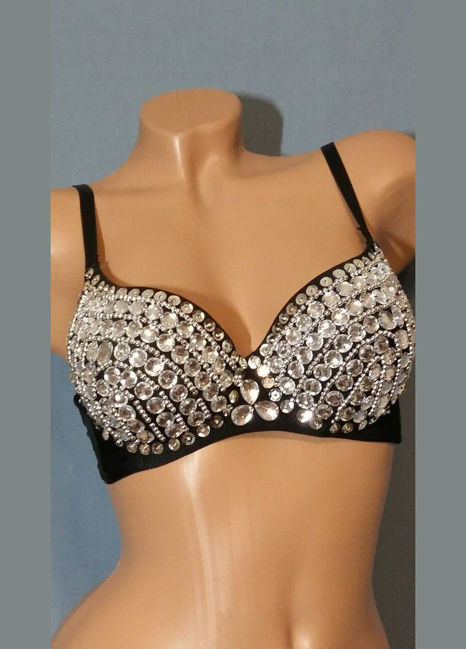 Чорний бюстгальтер з камінням No Brand з кісточками