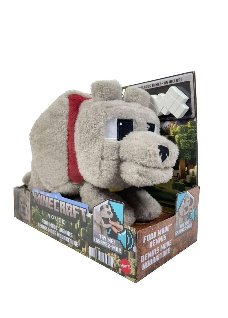 Мягкая интерактивная игрушка Волк Деннис из фильма Майнкрафт Оригинал Minecraft Dennis The Wolf Mattel (365251401)