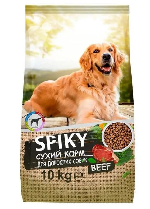 (chicken) сухой корм для собак со вкусом говядины 10 кг Spiky (290851585)