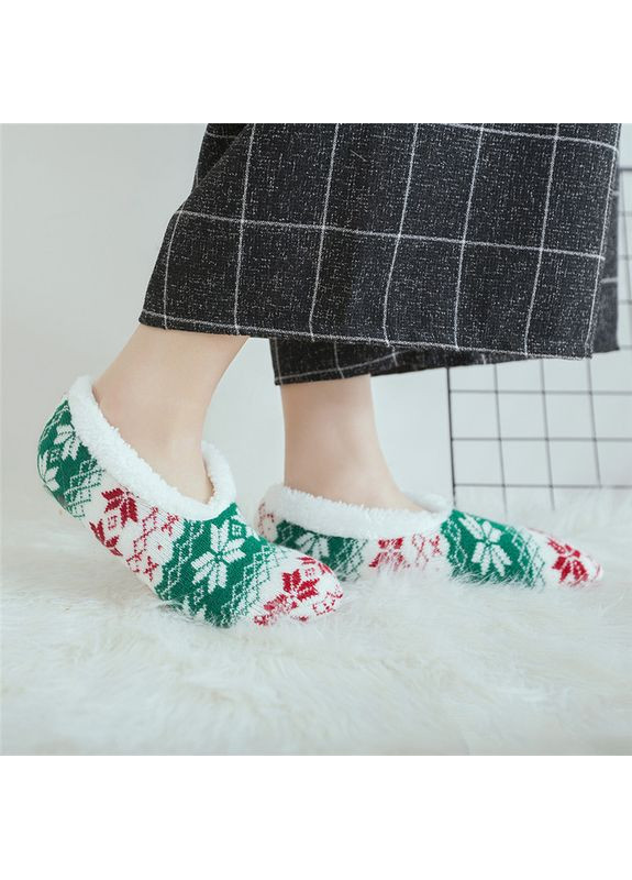 Комбинированные теплые тапочки-носки со стопперами новогодние новогодние (362135733)