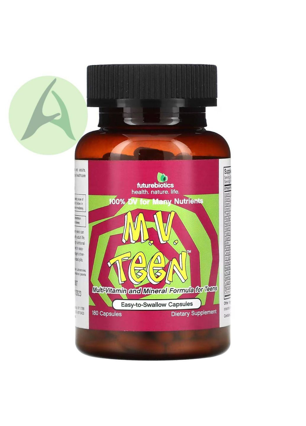 M.V. Teen, комплекс вітамінів і мікроелементів для підлітків, 180 капсул FutureBiotics (361858804)
