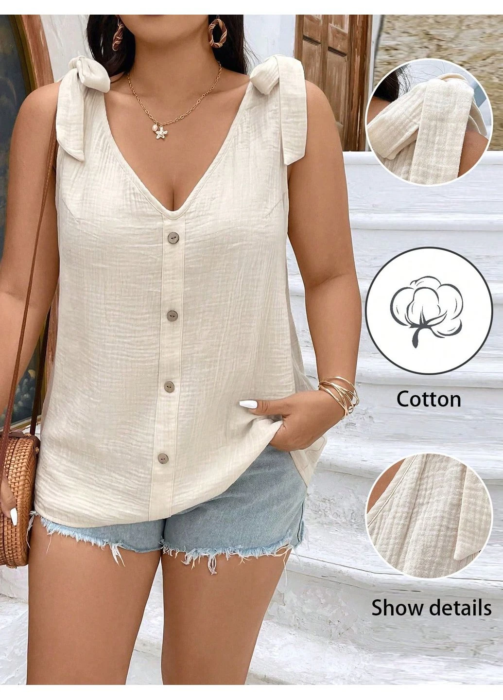 Кремовая блуза SHEIN