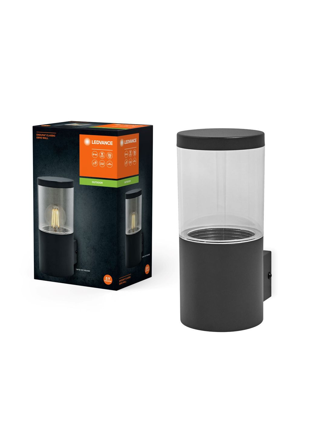Светильник E27 фасадный IP44 ENDURA CLASSIC EBRO WALL черный Ledvance (315503426)