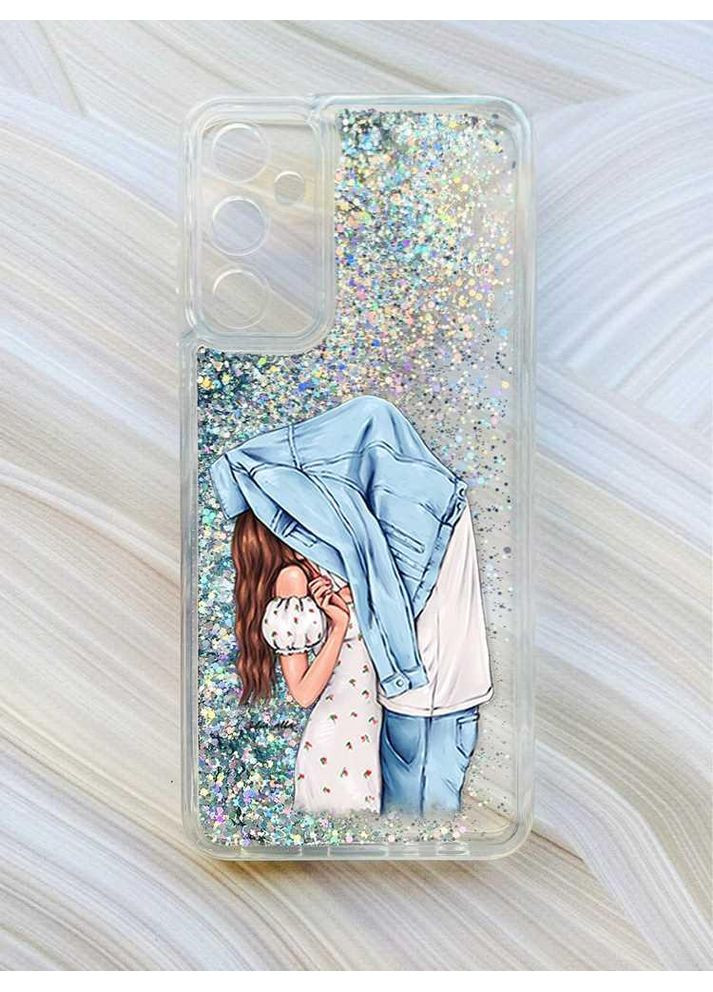 Чохол з плаваючими блискітками на Samsung Galaxy M34 5G Сріблястий:: Поцілунок (принт 33) CASE CONTROL (360688298)