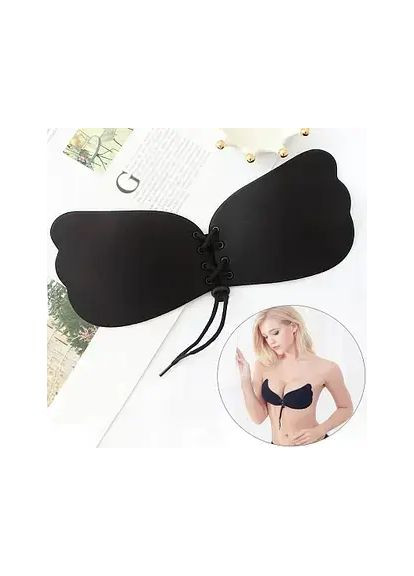 Чёрный невидимка бюст невидимка з ефектом push up, флайбра на шнуровке, бюстгальтер для идеального декольте, лиф самоклейка No Brand силикон