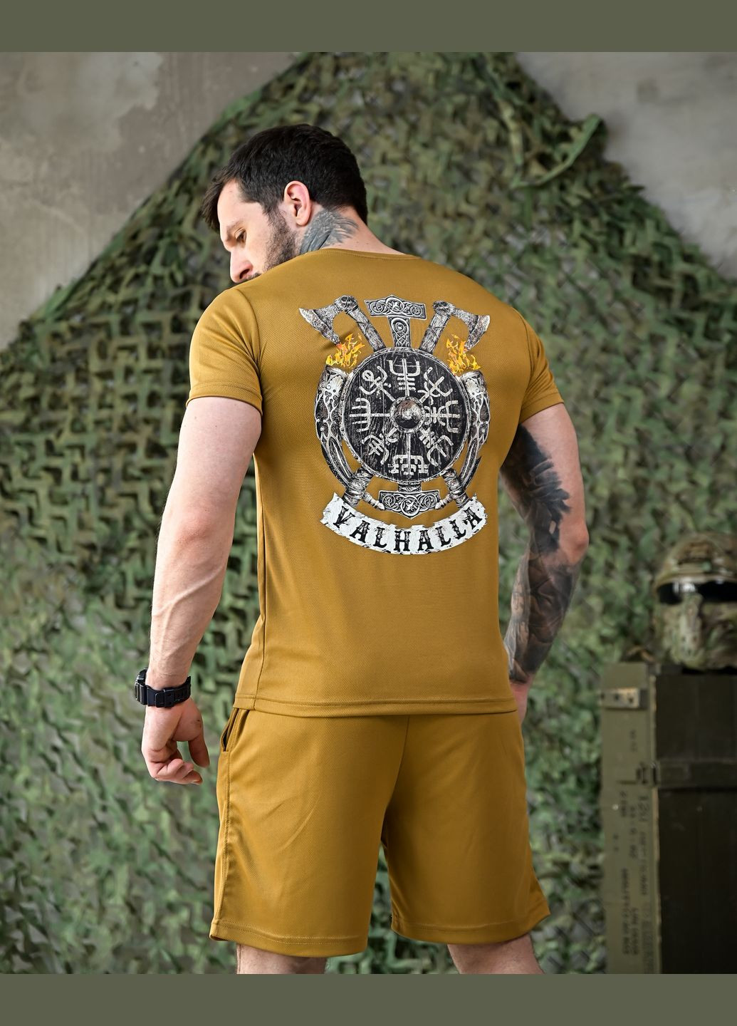 Армійській чоловічий літній костюм футболка+шорти Valhalla койот Freedom