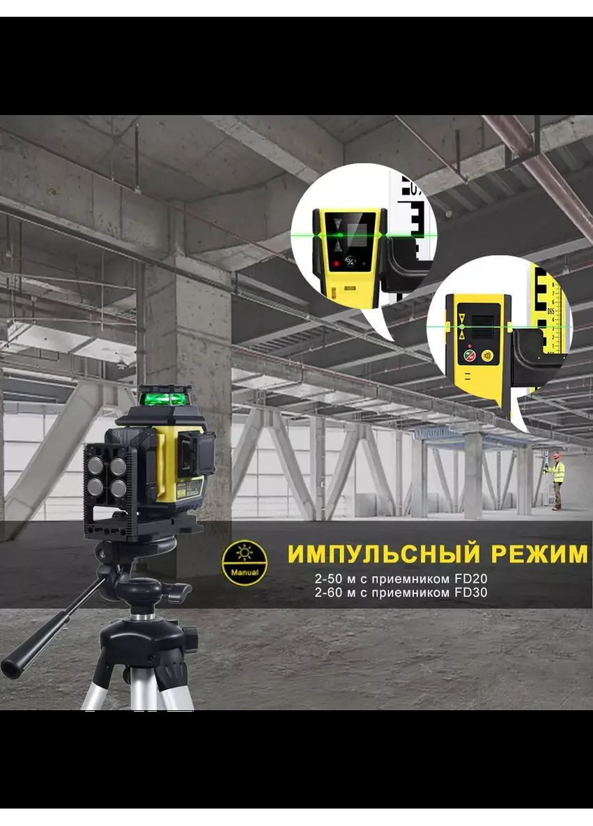 Лазерный уровень нивелир F95T-XG 3000мА 3D (12 линий) 360 с лазерным приёмником Firecore (367580913)