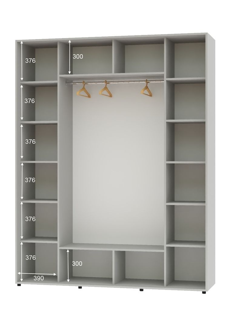 Шафа-купе тридверна Алекса 200*65*230 см ШК-05 Сірий ДСП Алекса (394544154)