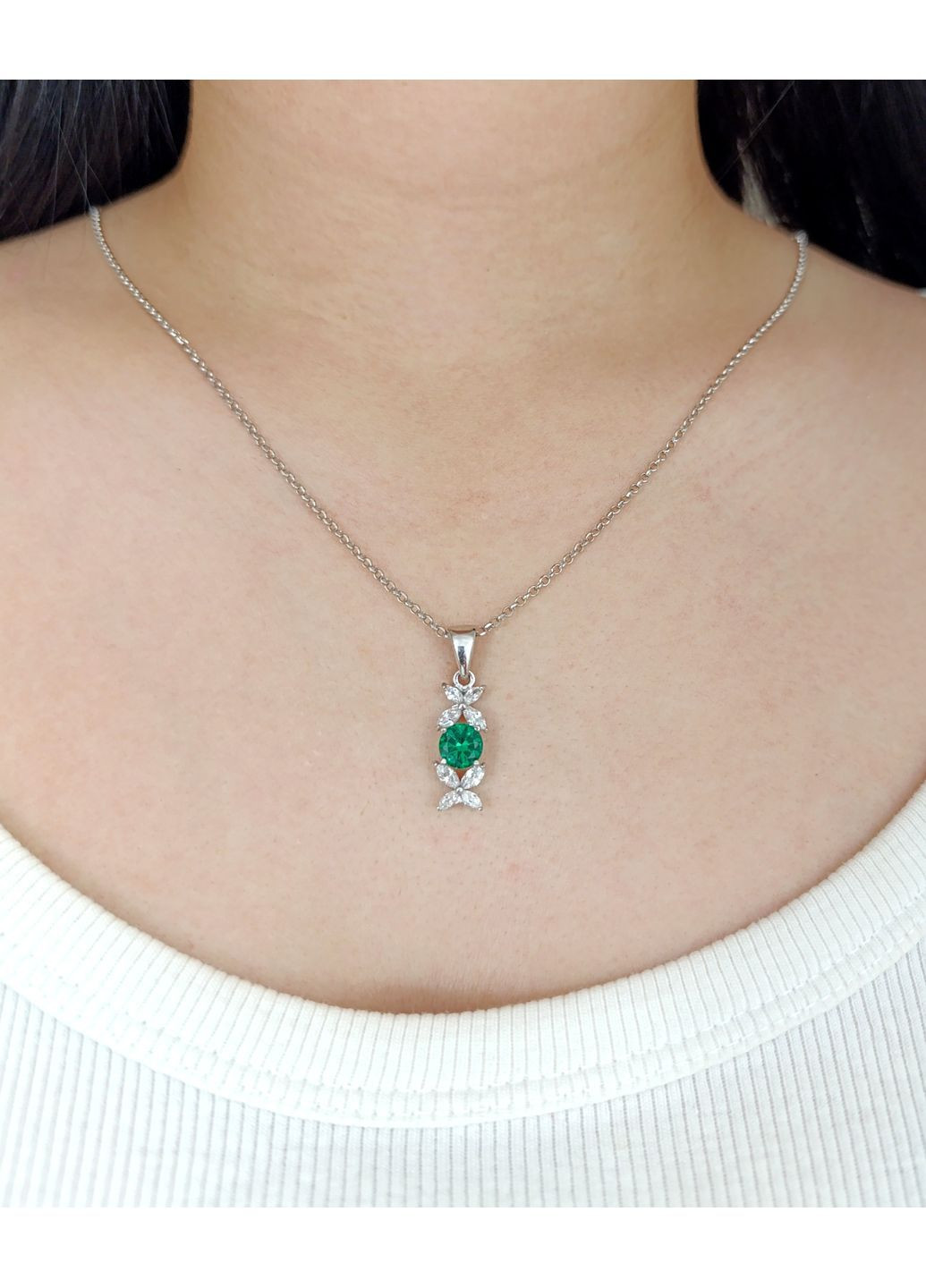 Підвіска срібна зі смарагдом "Nano" FS-004 No Brand Підвіска (367960118)