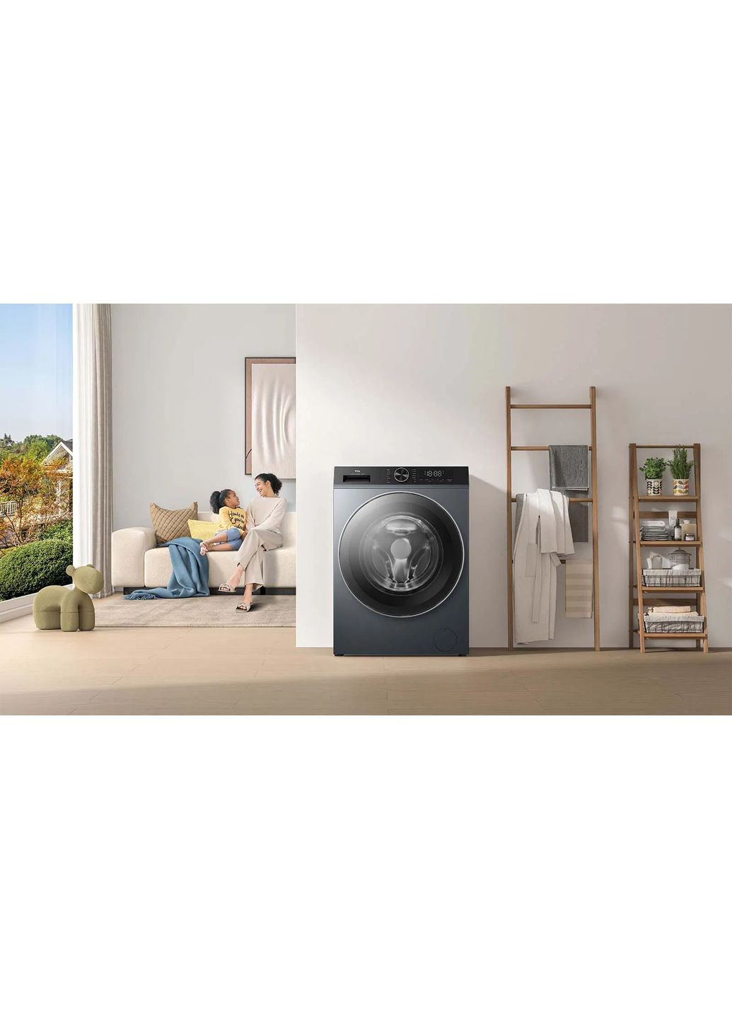 Стиральная машина FP0934SA1UA фронтальная, 9кг, 1400, A+++, 57см, дисплей, пара, инвертор, серый TCL (364275010)