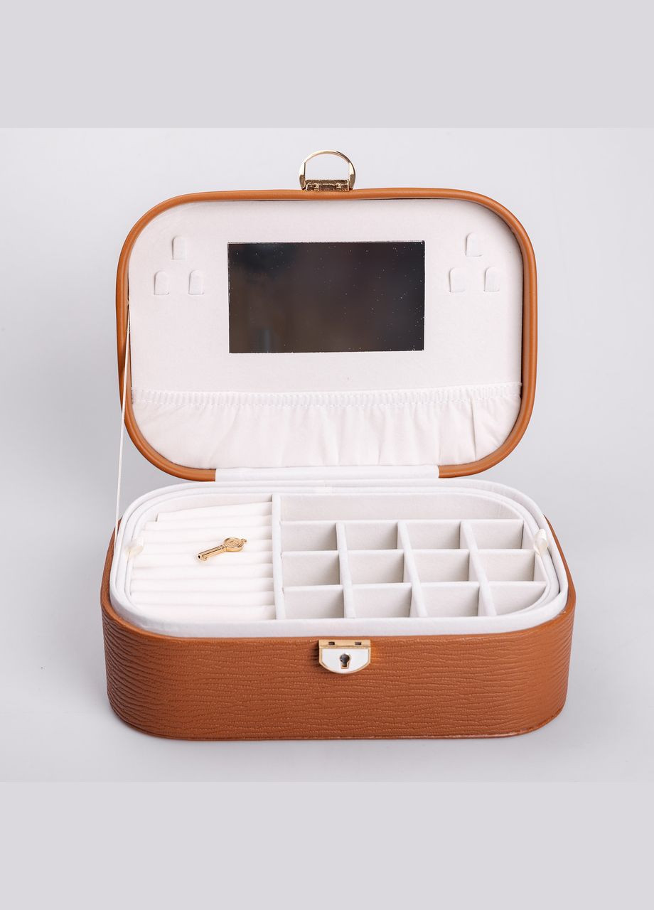 Скринька для прикрас з еко шкіри 2 яруси із замком органайзер для ювелірних виробів HP-5-1BR Yiwu (325922711)