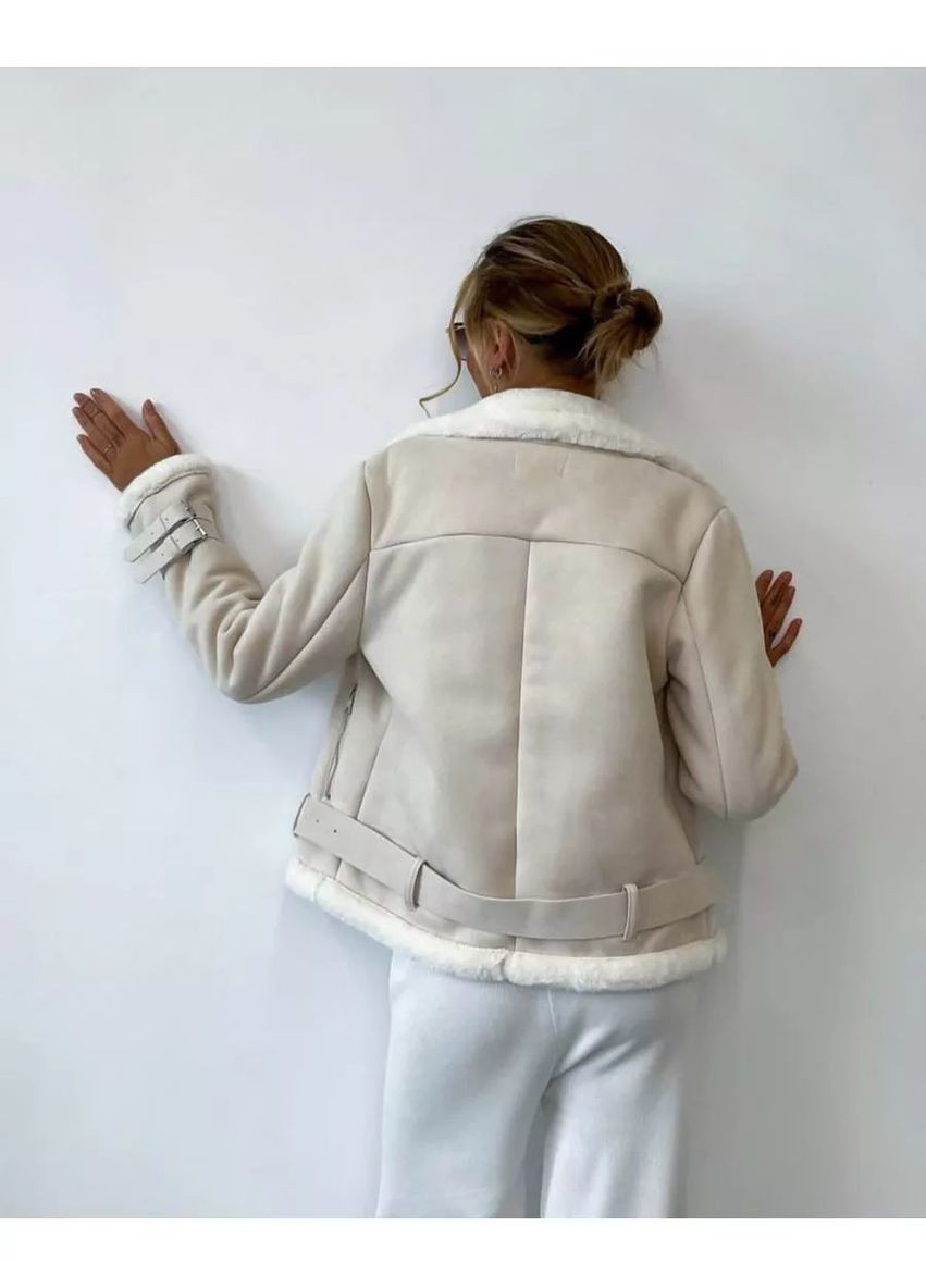 Жіноча дублянка 2141 Авіатор з поясом молочна You Best (303899216)