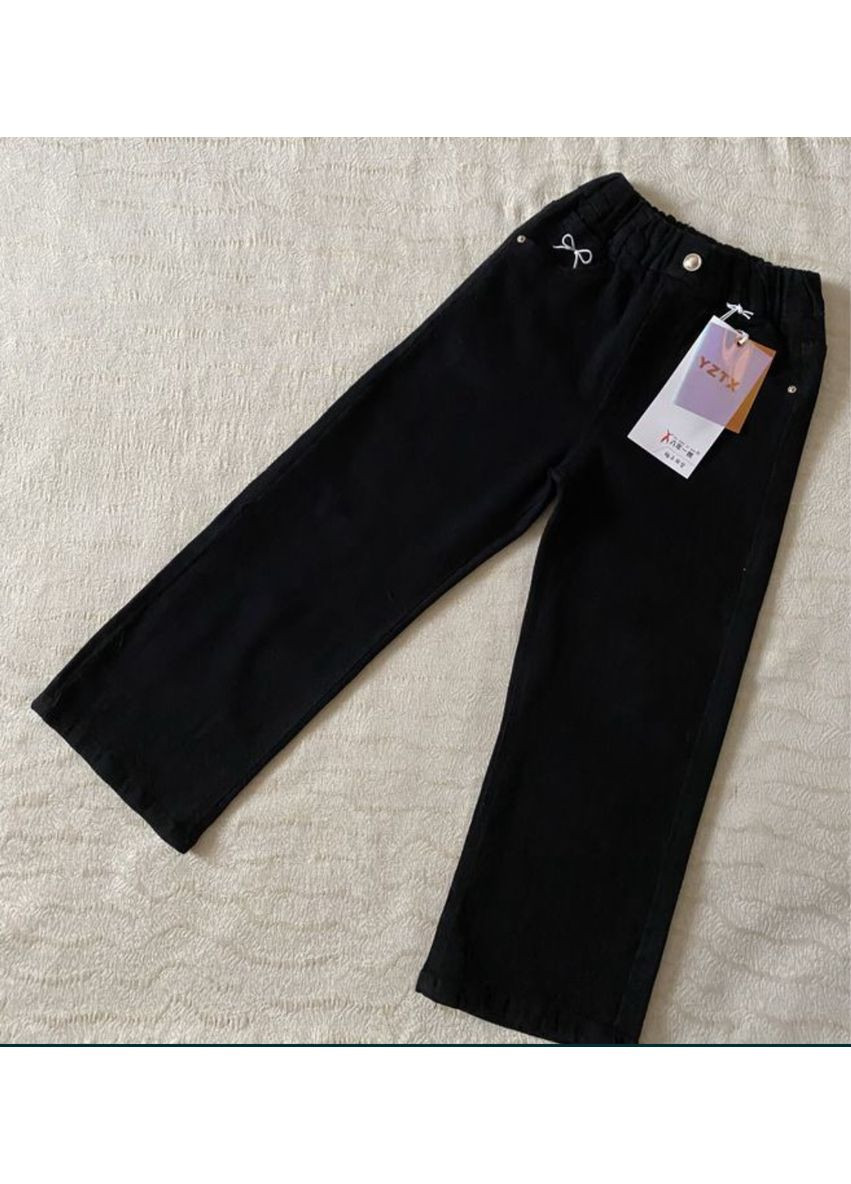 Демісезонні підліткові чорні джинси для дівчинки 134-158 стрейч No Brand (369735437)