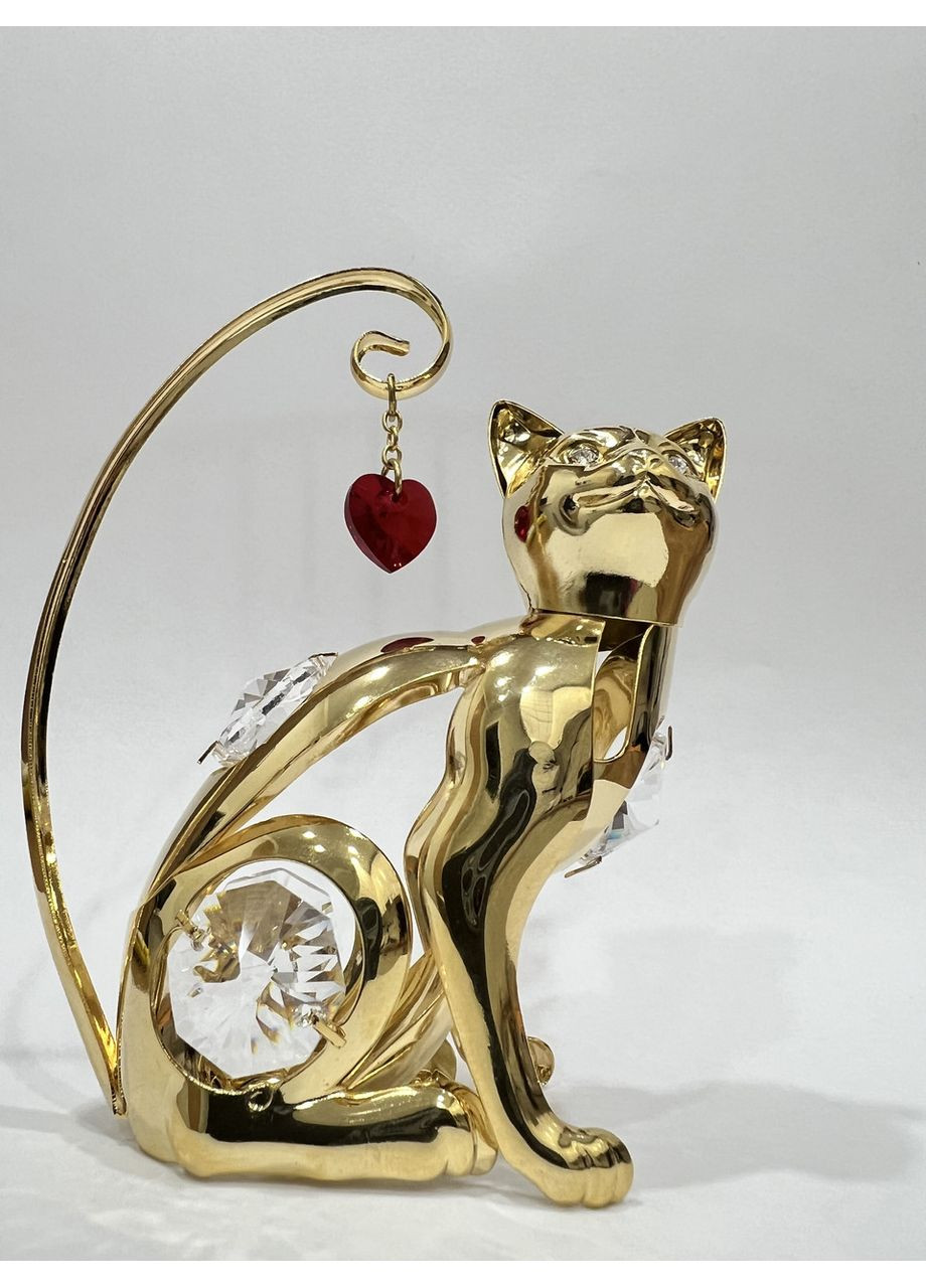 Фигурка со стразами Swarovski Кошка с сердцем 9 см 160282 Crystocraft (365811541)