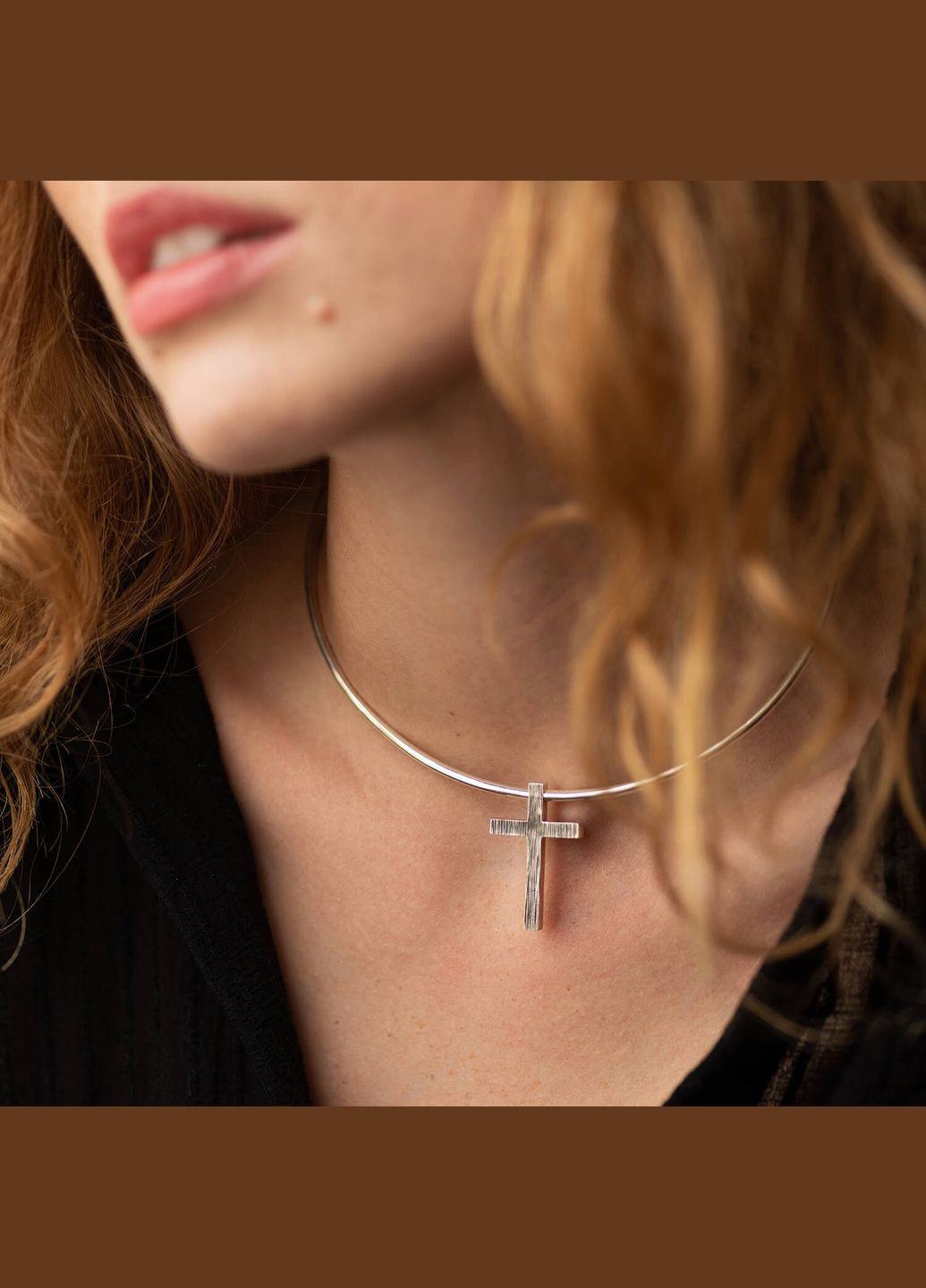 Срібний хрестик із чорнінням (кулон під чокер) 1101P Oniks (264024503)