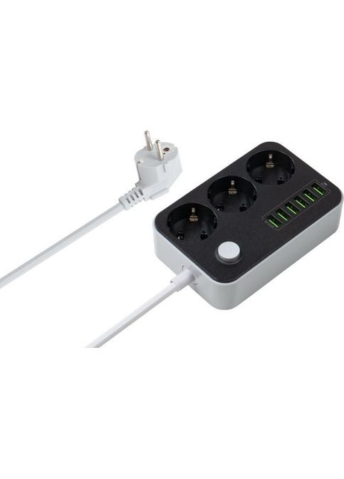 Мережевий фільтр Colorway CW-CHЕ36B, 3 розетки/6USB Black 1.8M (268143139)