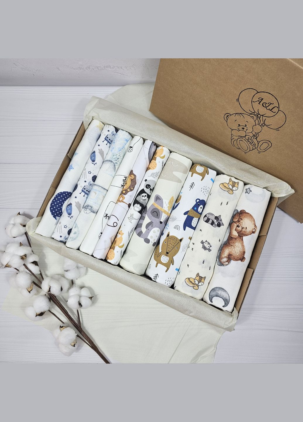 Набор с 10 пеленок a.l.babybox Лесная мелодия No Brand (323137757)