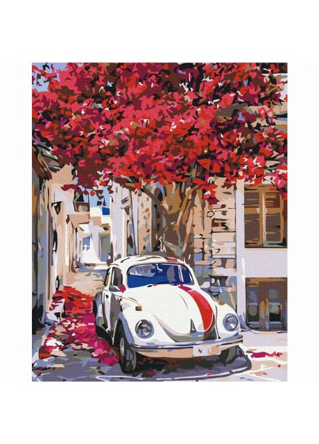 Картина по номерам Авто на цветущей улице (BS52310) Brushme (370259871)