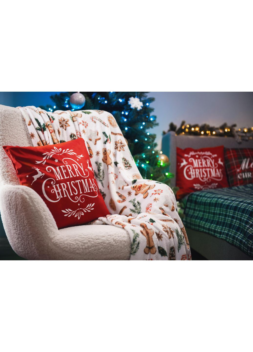 Плед Flannel Імбирні пряники ART0118PB 160х200 см білий Ardesto (364756914)