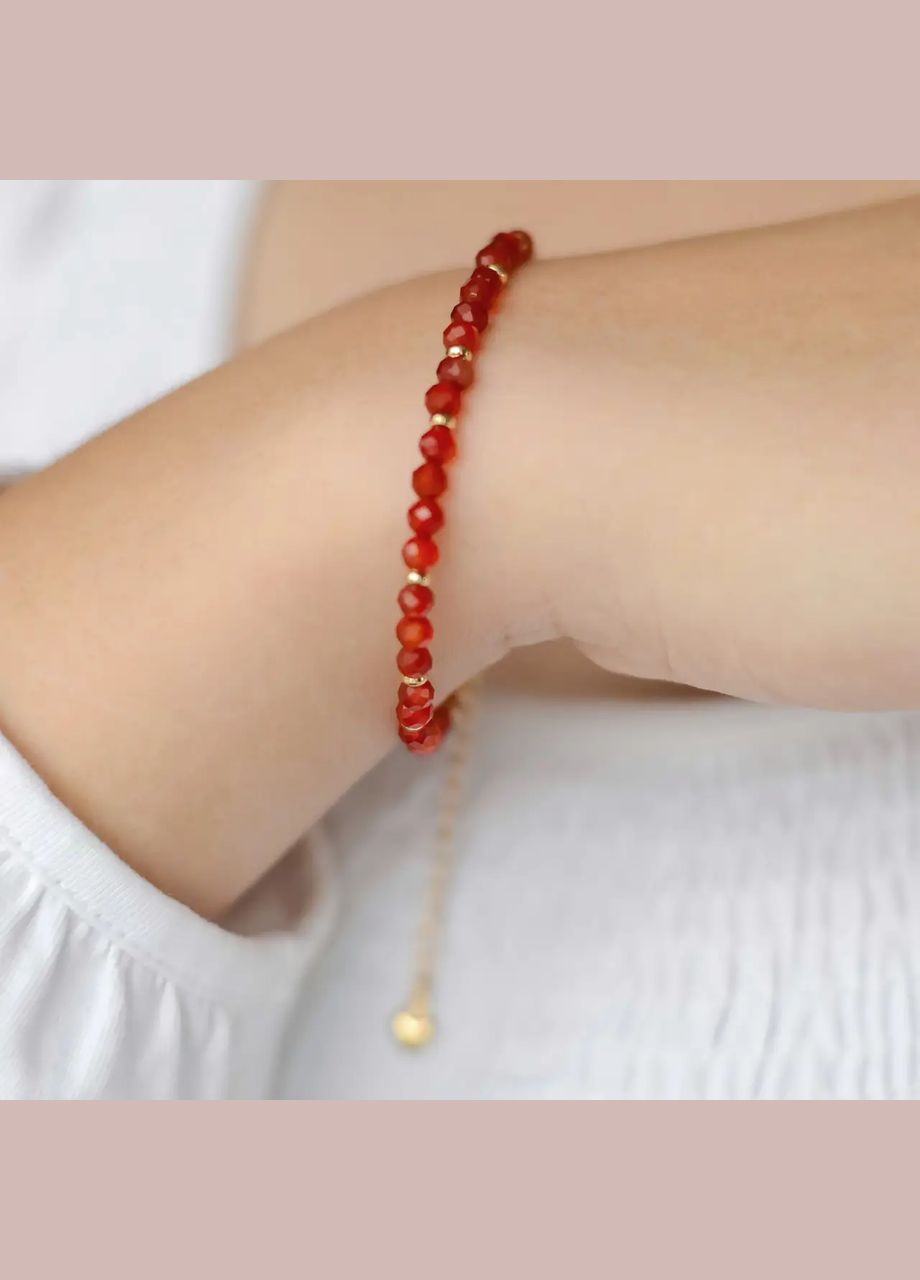 Браслет натуральный камень Сердолик, фур-ра гип-ный сплав цвет золото d-4мм+- L-18-23см No Brand браслет (303434932)