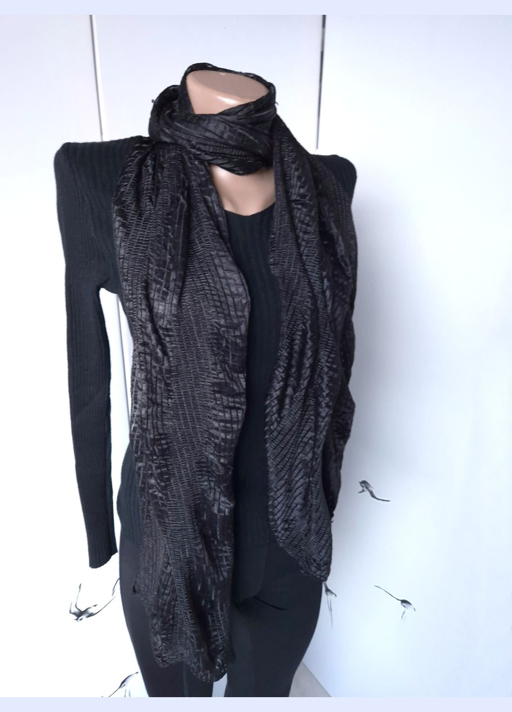 Шарф жіночий однотонний літо-весна-осінь ажурний 164х38 см No Brand (316606218)