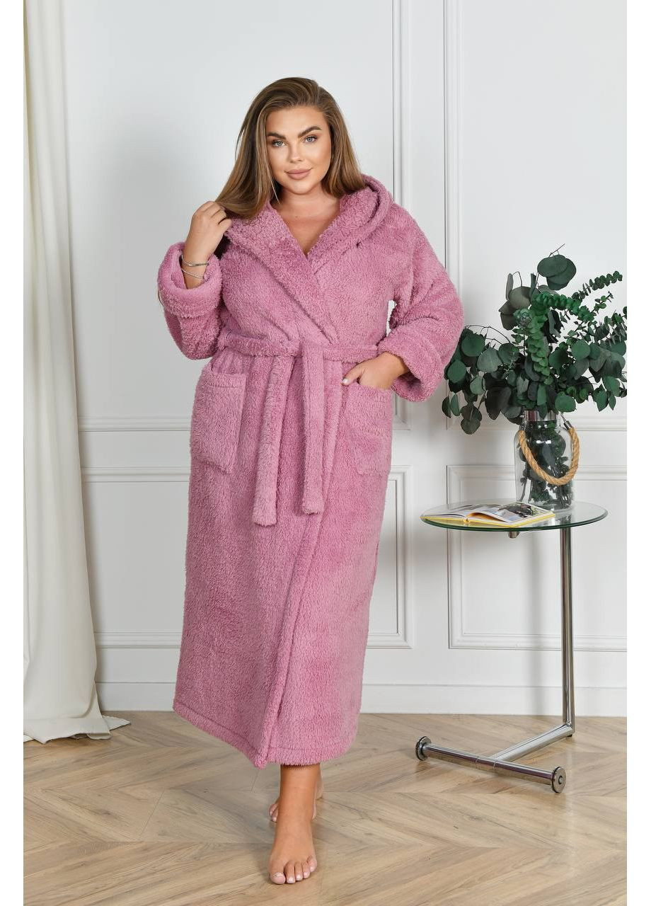 Жіночий теплий махровий халат довгий із капюшоном Nositi (365701104)