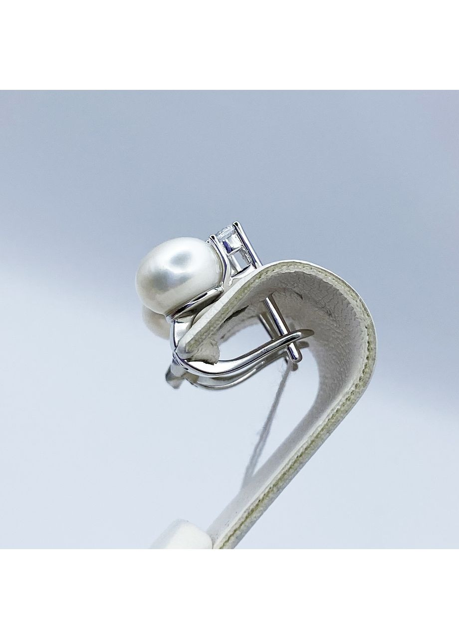 Сережки срібні з перлами та кубічним цирконієм 4,74 г No Brand (369737331)