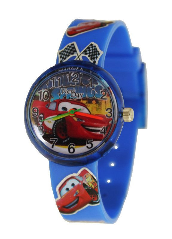 Часы синие детские наручные для мальчика Тачки красно-желтый NEWDAY (362413609)