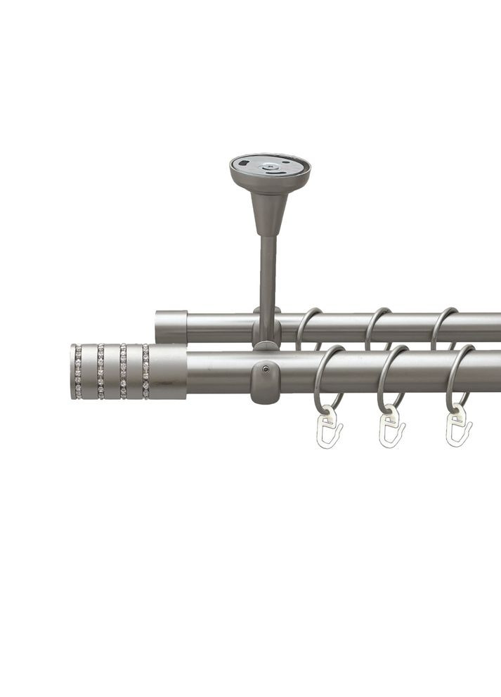 Карниз Барамелла металлический двухрядный открытый к потолку гладкая труба Сатин 25\19 мм 300 см (00-00023879) ORVIT (300844955)