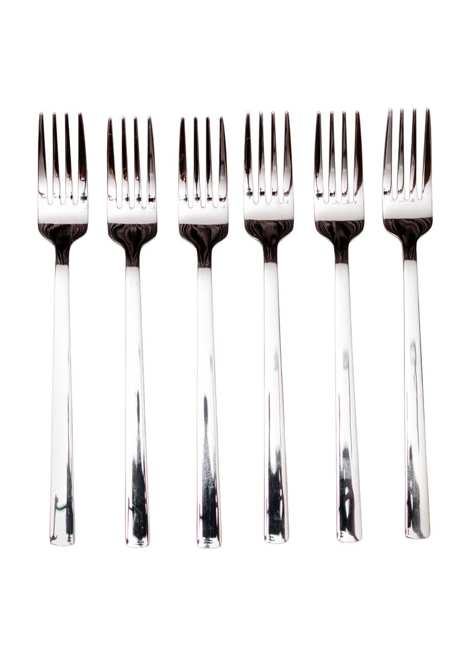 Набор десертных вилок 6 предметов 16 см из нержавеющей стали серебристые столовые приборы для десертов закусок ProDobro (364189306)