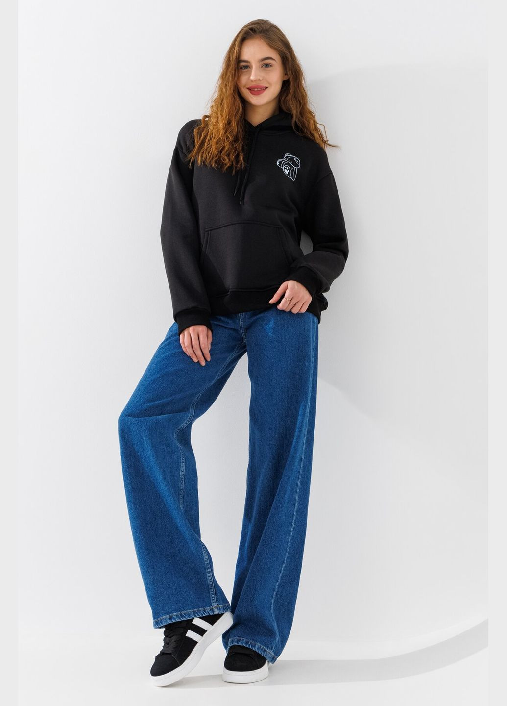 Худи с принтом женский P-WB02379 Черный shop (2000990836922) LAWA (339251404)