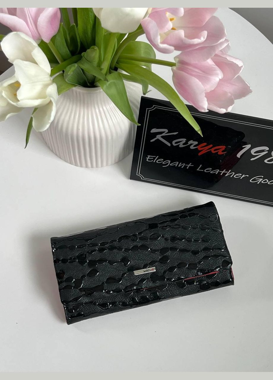 Гаманець жіночий Туреччина натуральна шкіра на магнітах чорний крапля з червоною серединою Karya (341323131)