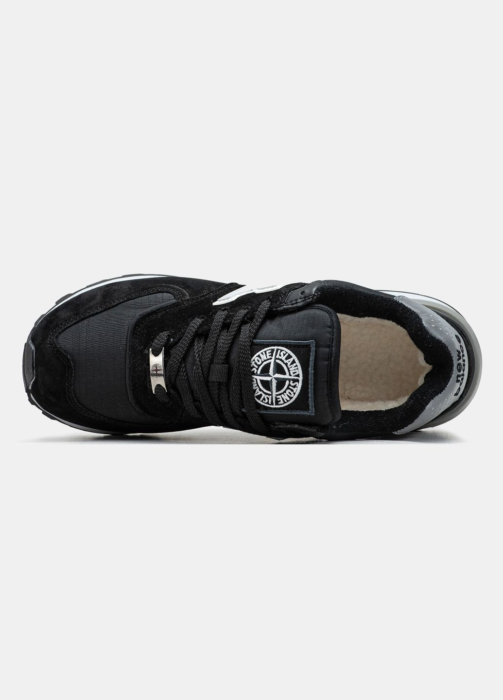 Чорні Зимовий кросівки зимові чоловічі New Balance 579 x Stone Island black fur | Нью Беланс 574 з хутром
