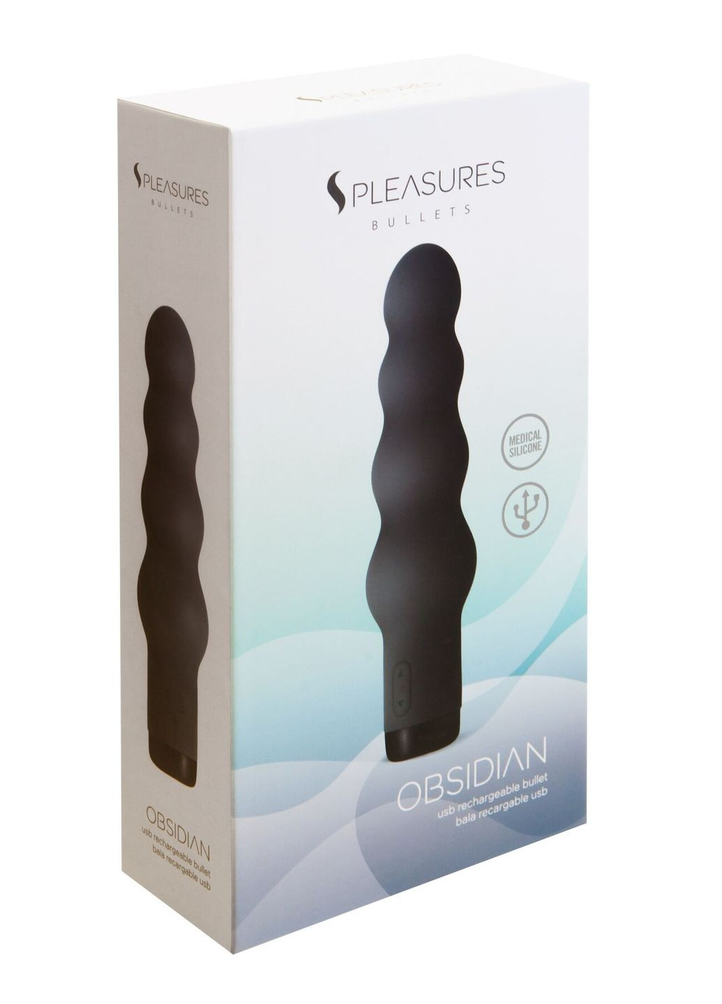 Вибратор Bullets Obsidian, черный, в виде ряда шариков, 10 режимов, диаметр 4,2 см S Pleasures (331149247)