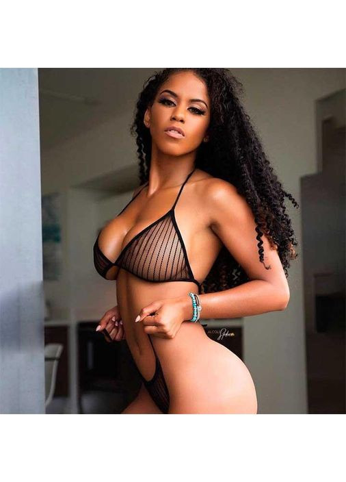 Черный демисезонный изысканный прозрачный комплект эротического белья s/m черный k0607-1 No Brand