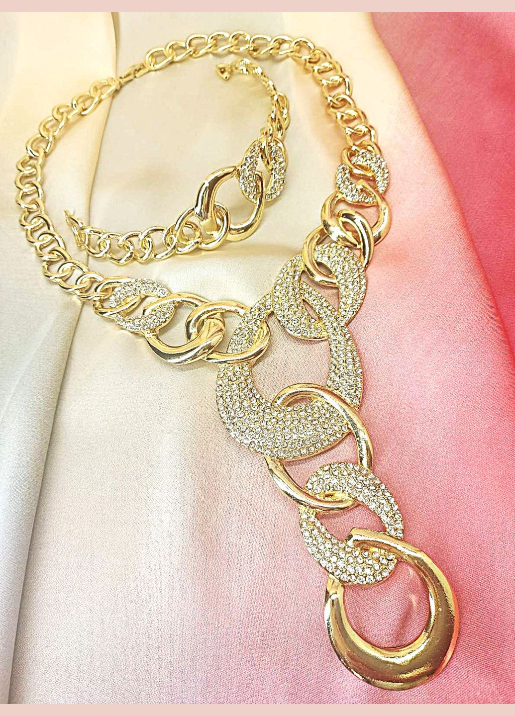 Крупная акцентная вечерняя бижутерия Каскадные цепи No Brand (342116478)