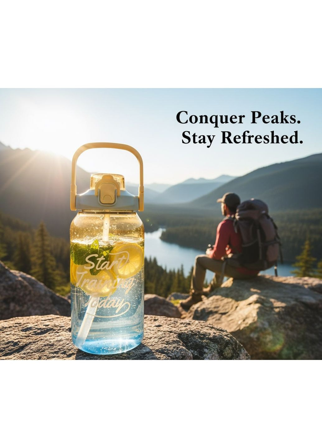 Стильна яскрава пластикова пляшка START TRAINING для води 1500мл. Жовта No Brand (296101762)