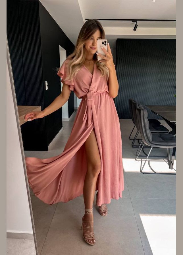 Пудрова кежуал жіноча сукня FINO Mode однотонна