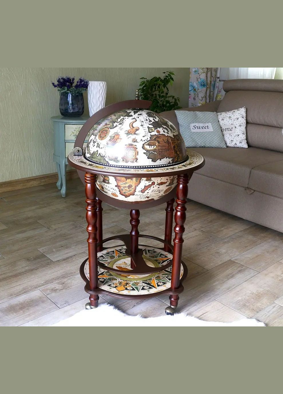 Глобус бар в кабинет карта мира подарок деловому мужчине на День Рождение | Диаметр сферы 40 Handmade 40003WN13 (345646753)