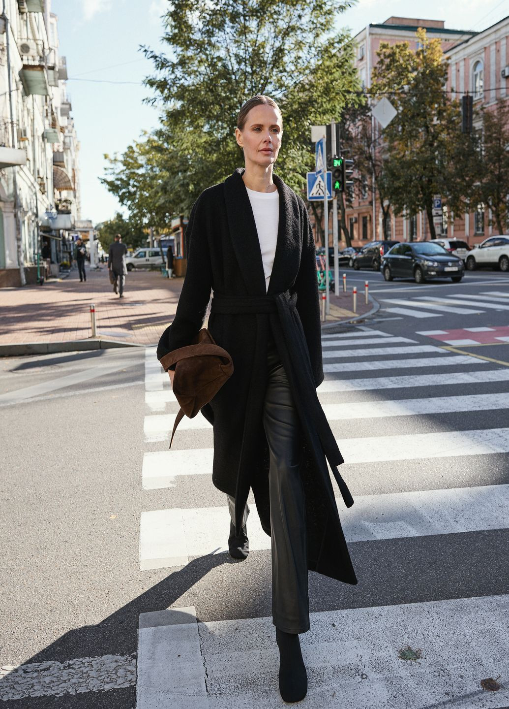 Черное Пальто-кардиган из итальянской шерсти Kohai