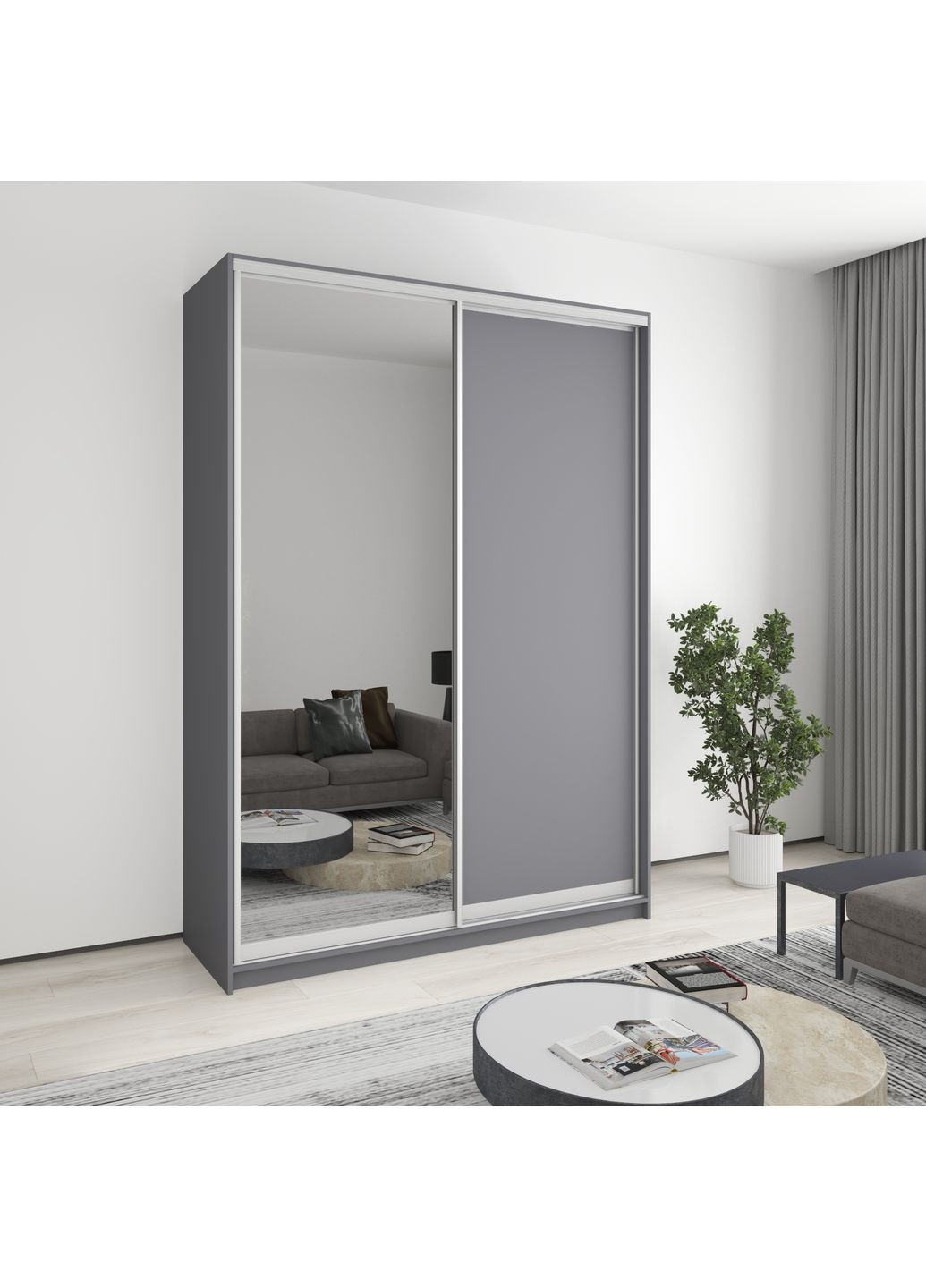 Шафа-купе дводверна Стандарт AL ДСП/Дзеркало 170x60x240 см (MBS-3742) MebelStar (359449223)