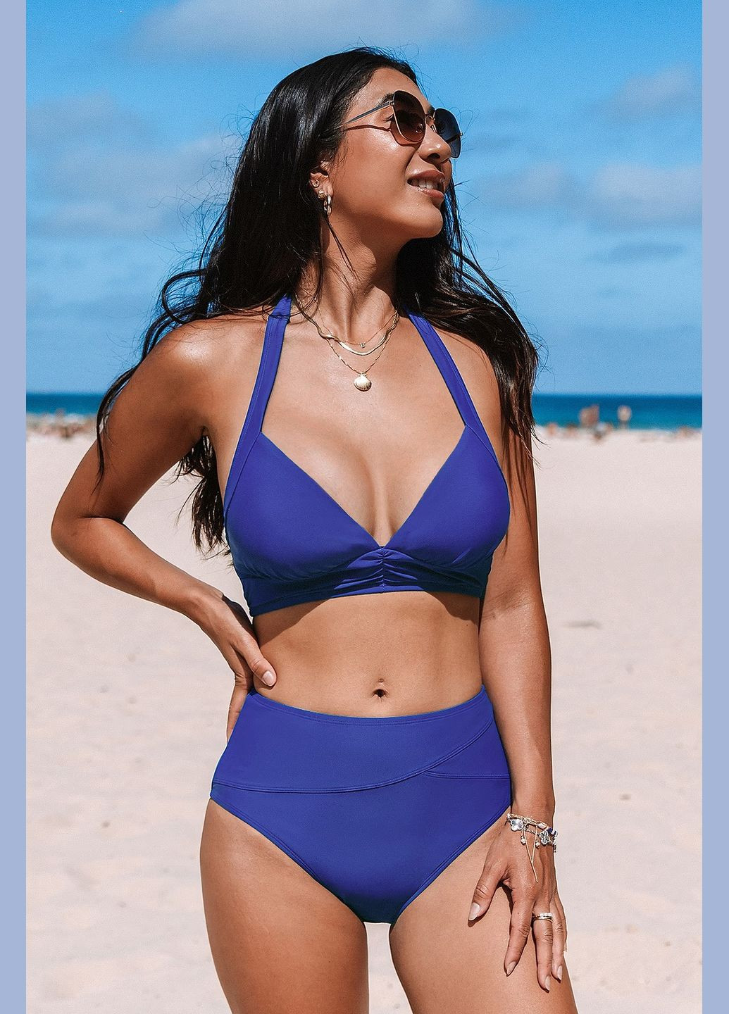 Синие купальные трусики однотонные CUPSHE