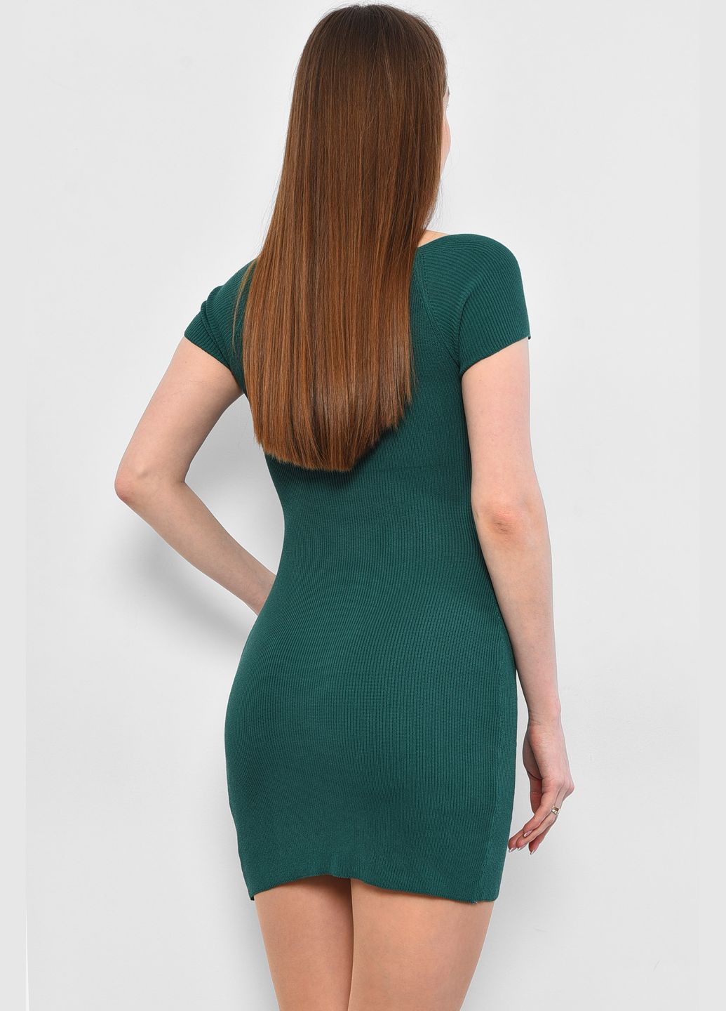 Зелена кежуал сукня жіноча однотонна зеленого кольору а-силует Let's Shop однотонна