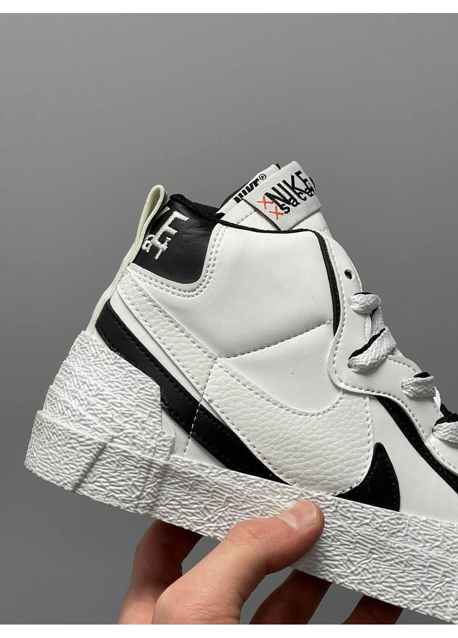 КРОСІВКИ ЖІНОЧІ NIKE BLAZER MID X SACAI WHITE BLACK НАЙК БЛЕЙЗЕР No Brand чорні демісезони (367168031)